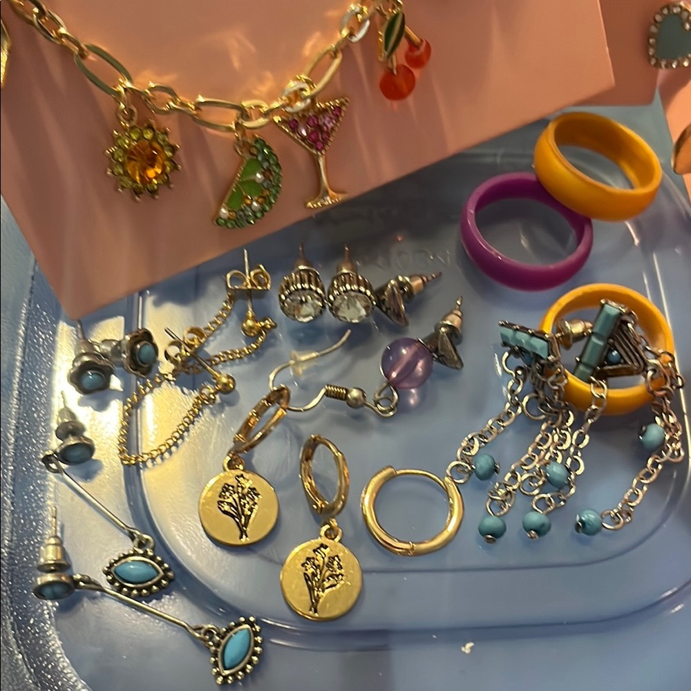 Packed Party Colorful Charm Bracelet and Earring Set